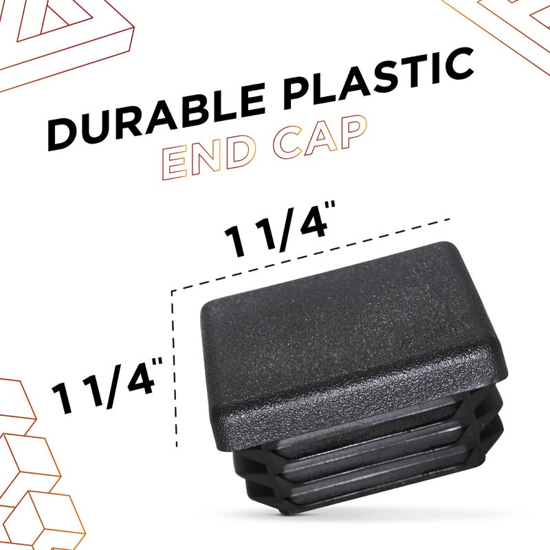 Prescott Plastics 1 1/4â€ (31.75mm) Outer Perimeter Ribbed Plastic Hole Plugs, Square Black Metal Tubing End Caps, Strong Furniture Leg Inserts, Impact & Weather Resistant, Made in The USA - 4 Pack - Image 3